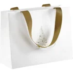 Saco Papel Branco/Dourado Pinheiro / imitação pele c/ Alça 21x8x16cm – Norpack - Image 3