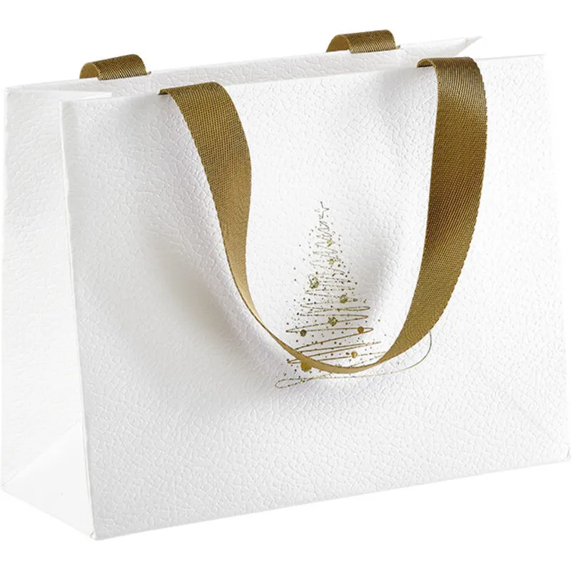 170800000032.1.webp Saco Papel Branco/Dourado Pinheiro / imitação pele c/ Alça 21x8x16cm – Norpack - Image 1