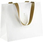 Saco Papel Branco/Dourado Pinheiro / imitação pele c/ Alça 25,5x10x21,5cm – Norpack - Image 3