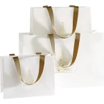 Saco Papel Branco/Dourado Pinheiro / imitação pele c/ Alça 25,5x10x21,5cm – Norpack - Image 2