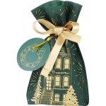 Saco TNT Natal Verde Cidade Festiva c/ Fita Cetim Ouro e Etiqueta 12x20,5cm – Norpack