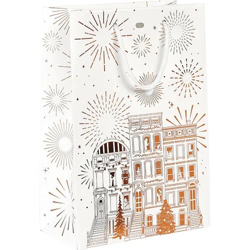 170800000061-1.jpg Saco Papel Natal Branco Cidade Festiva c/ Corda Branca 20x10x29cm – Norpack - Image 1
