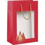 Saco Papel Natal Vermelho Pinheiros c/ janela 20x10x29cm – Norpack
