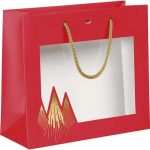 Saco Papel Natal Vermelho Pinheiros c/ janela 25x10x22cm – Norpack