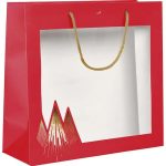 Saco Papel Natal Vermelho Pinheiros c/ janela 35x13x33cm – Norpack