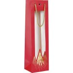 Saco Papel Natal Vermelho Pinheiros c/ janela 11x9x39cm - 1 Garrafa – Norpack