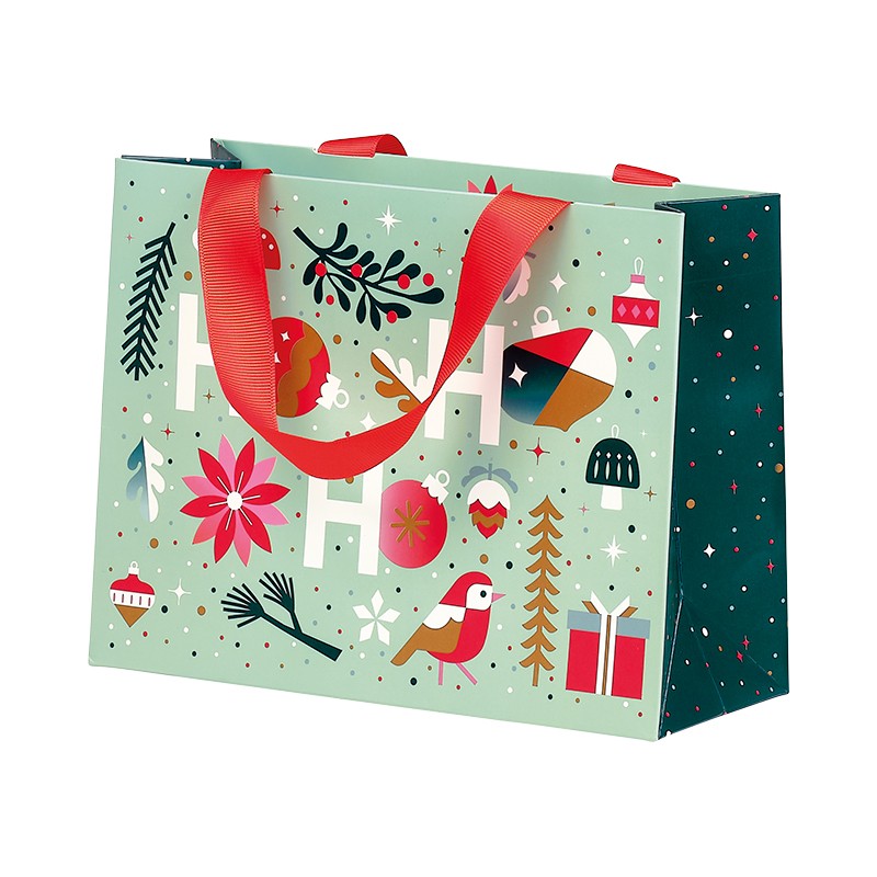 170800000098.jpg Saco Papel Natal Jardim de Inverno c/ Alça 21x8x16cm – Norpack - Image 1