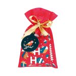 Saco TNT Natal Jardim de Inverno c/ Fita Cetim Ouro e Etiqueta 12x20,5cm – Norpack