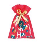 Saco TNT Natal Jardim de Inverno c/ Fita Cetim Ouro e Etiqueta 20x30cm – Norpack
