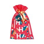 Saco TNT Natal Jardim de Inverno c/ Fita Cetim Ouro e Etiqueta 33x55cm – Norpack