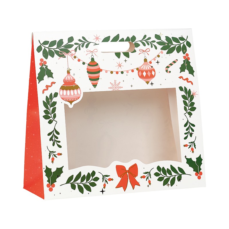 170800000108.jpg Saco Papel Natal Vermelho Encantado c/ Janela c/ pega 35x13x33cm – Norpack - Image 1