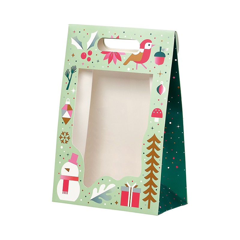 170800000110.jpg Saco Papel Natal Jardim de Inverno c/ Janela c/ pega 20x10x29cm – Norpack - Image 1