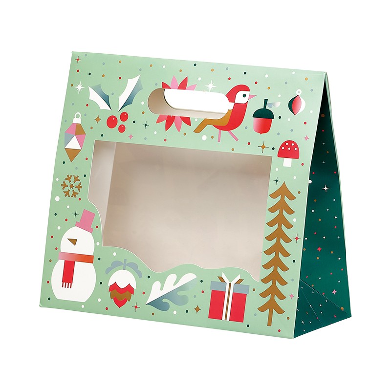170800000111.jpg Saco Papel Natal Jardim de Inverno c/ Janela c/ pega 25x10x22cm – Norpack - Image 1