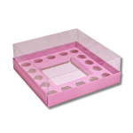Caixa Cartolina Rosa Chiclete c/ Tampa PVC p/ 1 Bentô Cake + 16 Brigadeiros – Norpack - Image 2