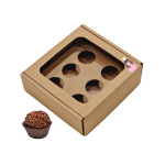 Caixa Cartão Kraft 140x140x50mm p/ 6 Brigadeiros c/ janela quadrada c/Impressão no tampo – Norpack