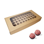 Caixa Cartão Kraft 440x220x55mm p/ 50 brigadeiros c/ Janela Quadrada – Norpack - Image 2