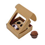 Caixa Cartao Micro Kraft 140x140x50mm 6 brigadeiros c/ janela Quadrada – Norpack - Image 3