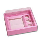 Caixa Cartolina Rosa Chiclete c/ Tampa PVC p/ 1 Bentô Cake + 3 Brigadeiros – Norpack