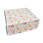 Caixa Cartão Postal Branca 200mmx200mmx70mm Padrão Raposas e Plantas – Norpack