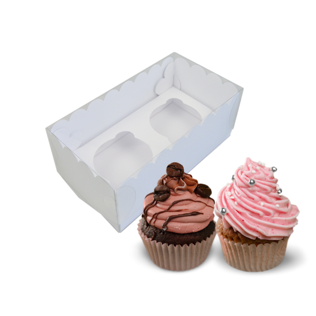2-cupcakes.png Caixa Cartolina Branca c/ tampa Pvc 2 Cupcakes – Norpack - Image 1