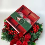 Caixa Cartolina Vermelha C/ Tampa PVC Fondue c/ 2 potes e divisórias Coleção Pai Natal – Norpack