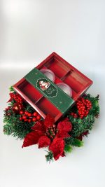 Caixa Cartolina Vermelha C/ Tampa PVC Fondue c/ 2 potes e divisórias Coleção Pai Natal – Norpack