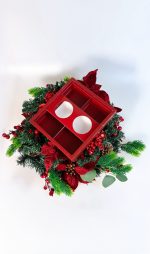 Caixa Cartolina Vermelha C/ Tampa PVC Fondue c/ 2 potes e divisórias Coleção Pai Natal – Norpack - Image 2