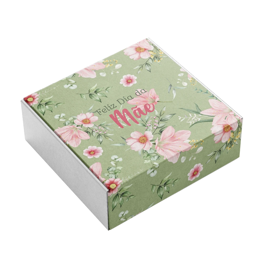 20x20x7_dia_da_mae_2.webp Caixa Cartão Branca 20x20x7cm Dia da Mãe - Padrão Verde – Norpack - Image 1
