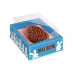 Caixa de Páscoa para Meio Ovo (350g) c/ Janela – Pack 6 un. Design Azul Coelhinhos – Norpack