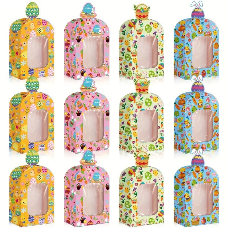 220100000060-1.png Caixa Presente Páscoa c/ Janela Grande 12x8x14cm – Pack 8 un. Designs Variados – Norpack - Image 1