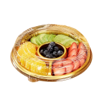 Bandeja Plástico Dourada Gourmet / Catering C/ Tampa e 4 divisórias 31,5cm – Norpack