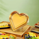 Bandeja Plástico Coração Dourada Gourmet / Catering C/ Tampa 21,5cm – Norpack