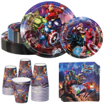 Conjunto Festa Vingadores 20 Pratos Refeição + 20 Pratos Sobremesa + 20 Copos + 20 Guardanapos – Norpack