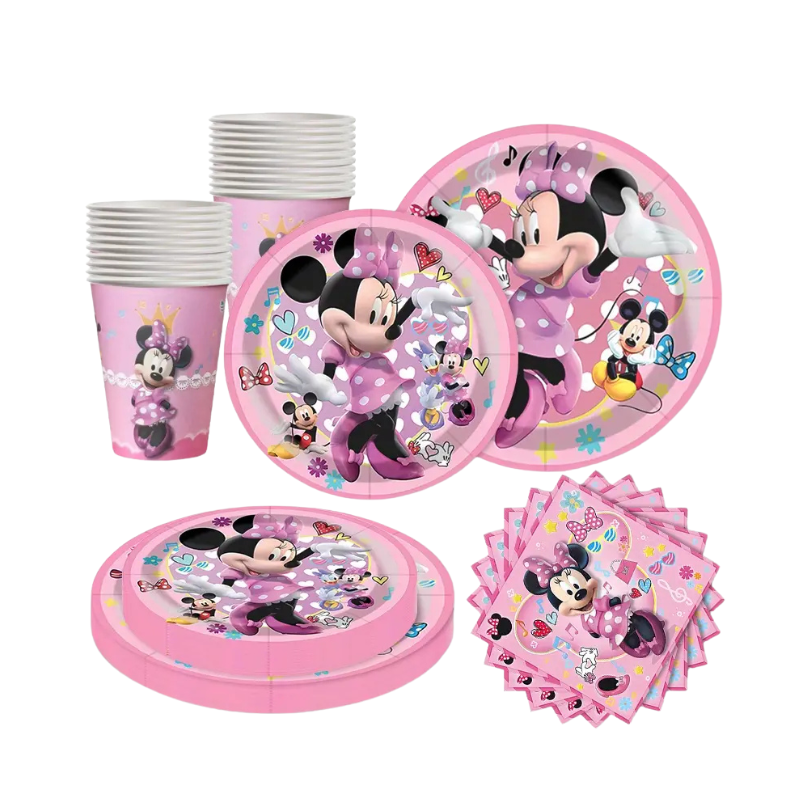230500000066.png Conjunto Festa Minnie 10 Pratos Refeição + 10 Pratos Sobremesa + 10 Copos + 10 Guardanapos – Norpack - Image 1