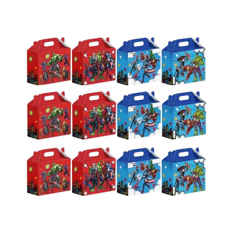 230500000068.png Caixa Cartolina Festas Super Herois 6,5x7,5x12,5cm Pack 12 unidades – Norpack - Image 1