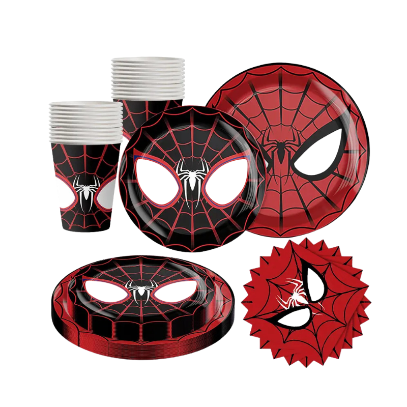 230500000072.png Conjunto Festa Homem Aranha 10 Pratos Refeição + 10 Pratos Sobremesa + 10 Copos + 20 Guardanapos – Norpack - Image 1