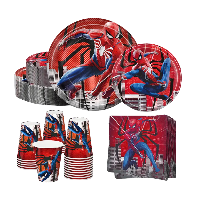 230500000074.png Conjunto Festa Homem Aranha 20 Pratos Refeição + 20 Pratos Sobremesa + 20 Copos + 20 Guardanapos – Norpack - Image 1