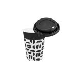 Copo Papel Branco c/ Padrão Preto 360ml com tampa Pack 50 – Norpack