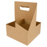 Caixa Cartão Kraft p/4 Garrafas Cerveja / Porta Copos c/Pega 18x18x24cm Pack 20 Unidades – Norpack