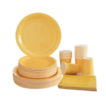 Conjunto 24 Pratos Refeição + 24 Pratos Sobremesa + 24 Copos + 24 Guardanapos Amarelo – Norpack