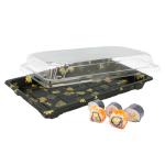 Caixa Plástica Fundo Preto com Tampa p/ Sushi 22x14x4cm – Norpack