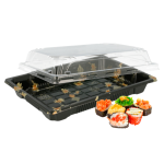Caixa Plástica Fundo Preto com Tampa p/ Sushi 18,8x13,3x4,5cm – Norpack