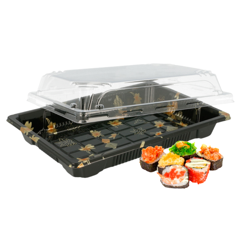 230600000016.png Caixa Plástica Fundo Preto com Tampa p/ Sushi 18,8x13,3x4,5cm – Norpack - Image 1