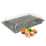Caixa Plástica Fundo Preto com Tampa p/ Sushi 24x15x4cm – Norpack