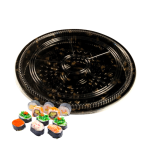 Caixa Plástica Fundo Preto com Tampa Redonda p/ Sushi 35,6x5cm – Norpack