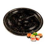 Caixa Plástica Fundo Preto com Tampa Redonda p/ Sushi 38x5cm – Norpack