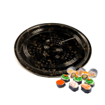 Caixa Plástica Fundo Preto com Tampa Redonda p/ Sushi 32x5cm – Norpack