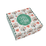 Caixa Cartão Branca 20x20x7cm Natal Casinhas – Norpack