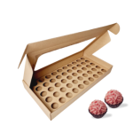 Caixa Cartão Kraft 440x220x55mm p/ 50 brigadeiros c/ Janela Quadrada – Norpack - Image 4