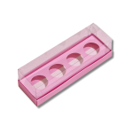 Caixa Cartolina Rosa Chiclete c/ Tampa PVC p/ 4 Brigadeiros – Norpack